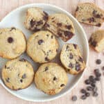 chocolate-chip-muffins-on-white-plate