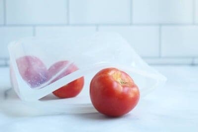 tomato in silicone freezer bag