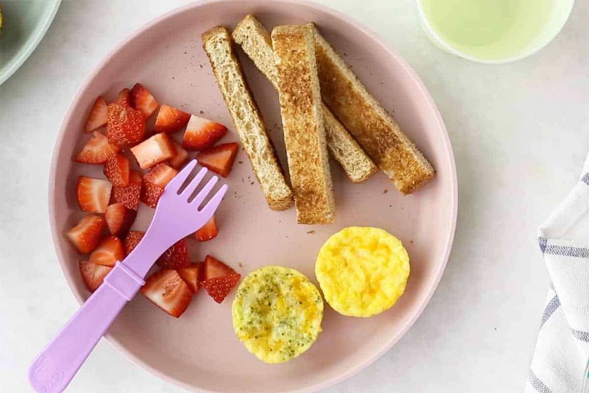 veggie egg muffins on kids plate