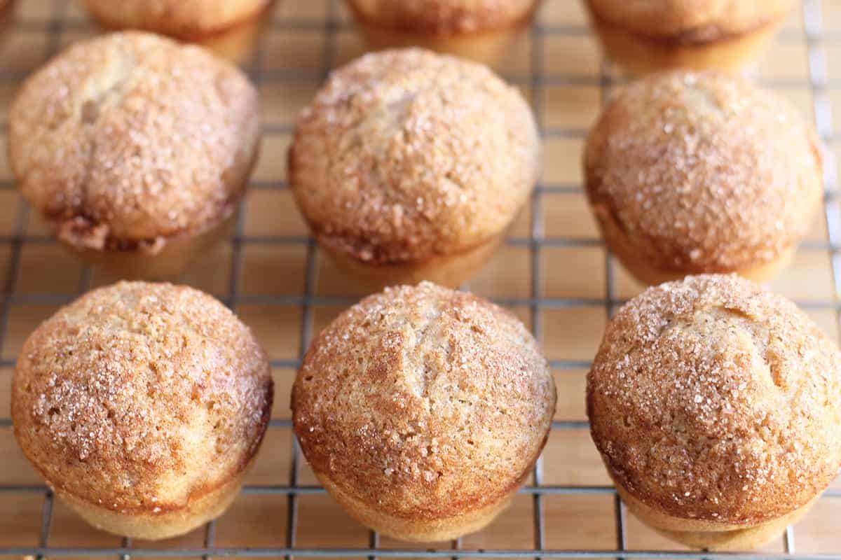 baked cinnamon muffins on wire rack