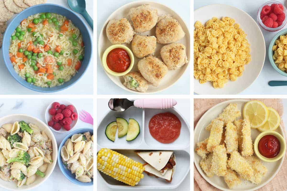 dinner ideas for kids in grid of 6