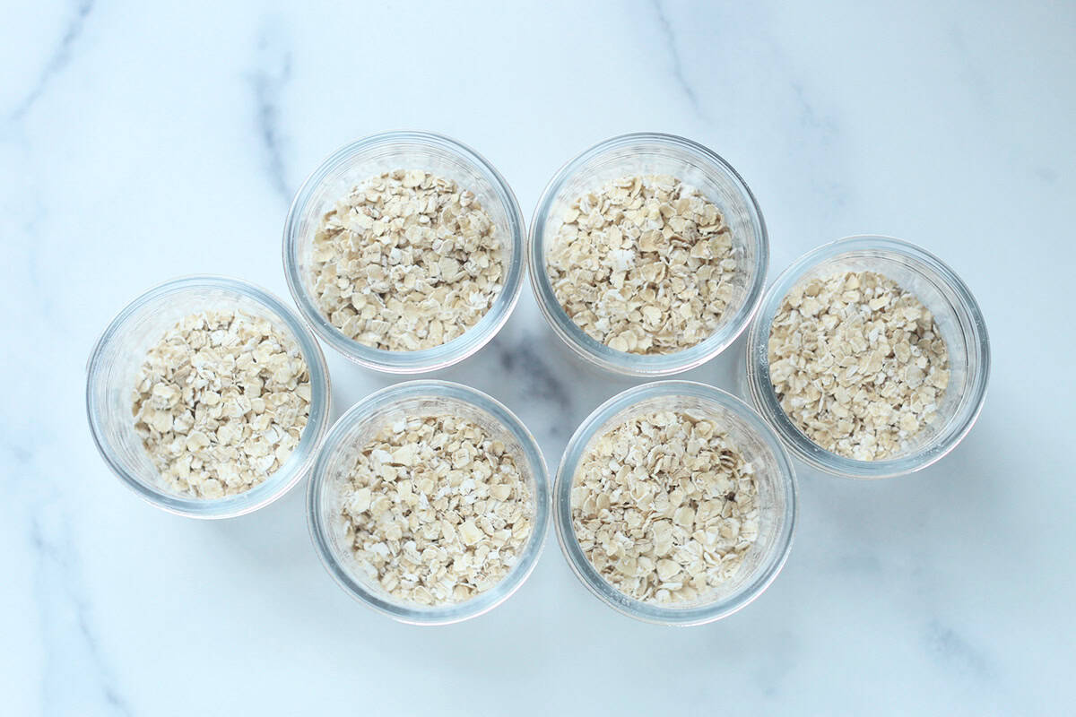instant oats in storage containers.