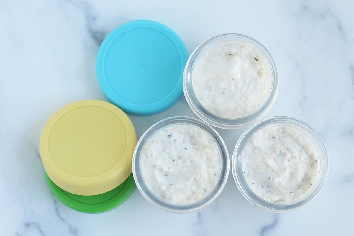 overnight oats in containers on counter