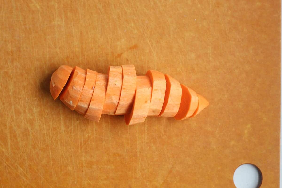 peeled and sliced sweet potato rounds