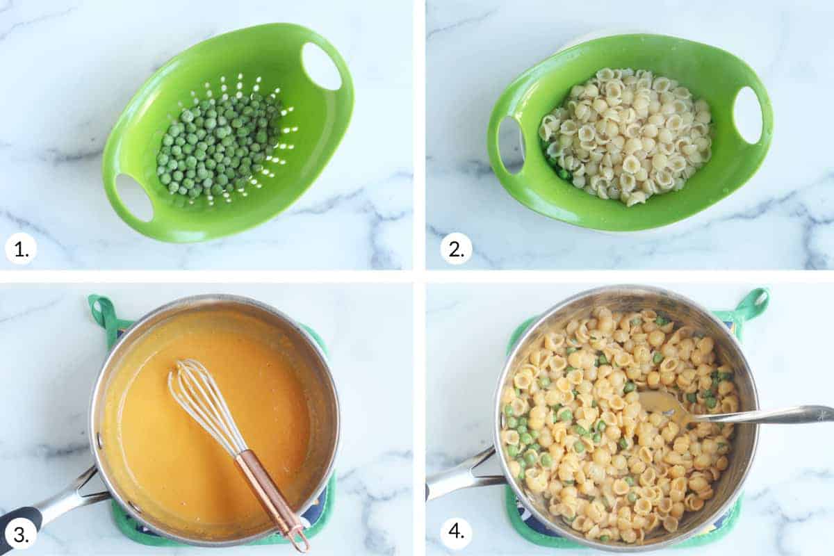 how to make mac and cheese with peas step by step