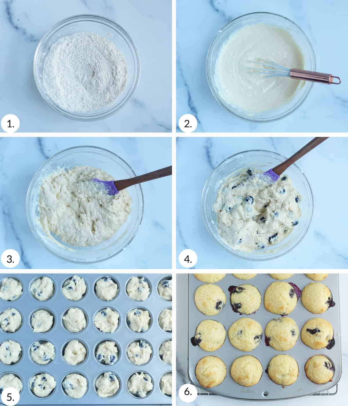 how to make mini blueberry muffins step by step