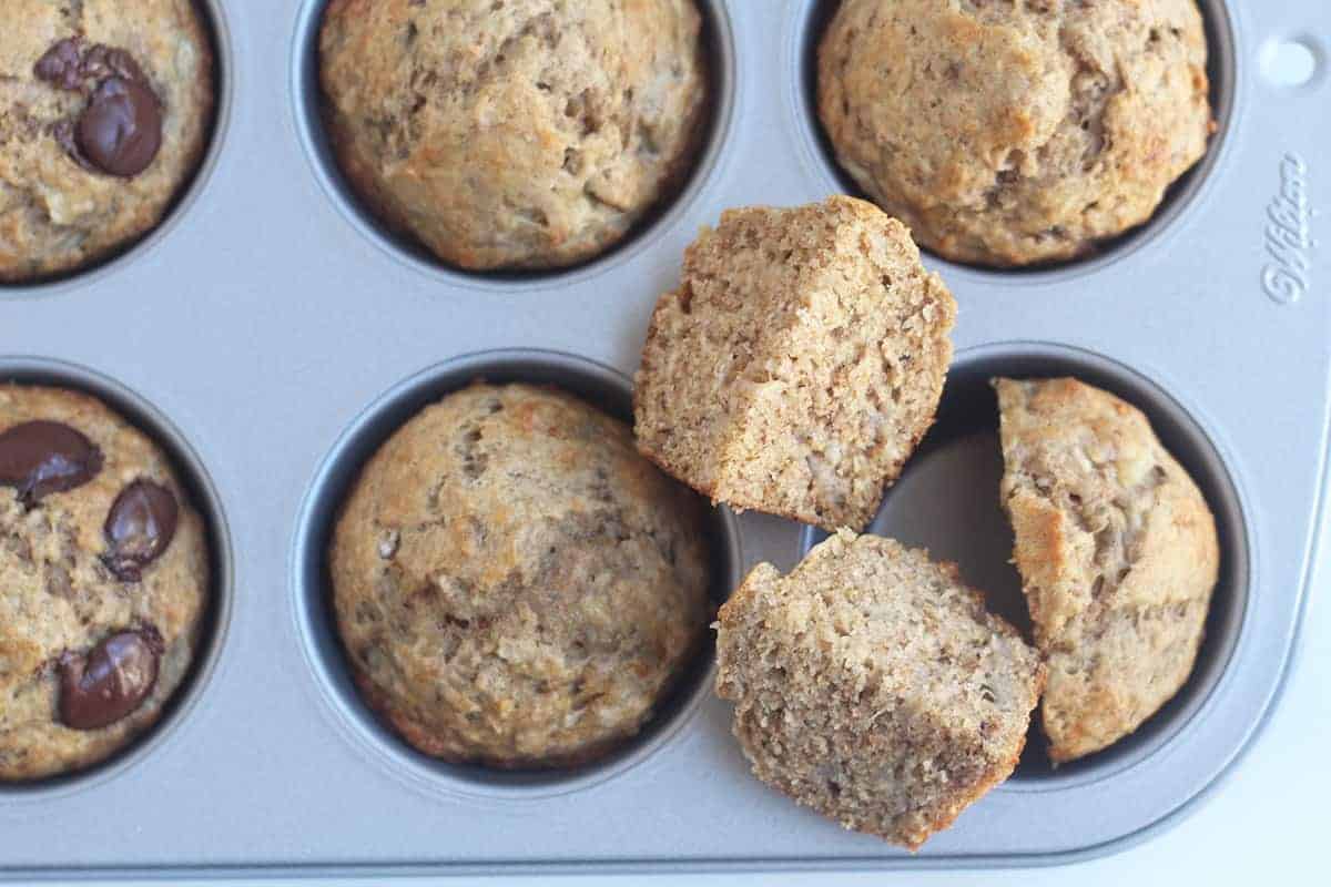 banana bread muffins on muffin pan