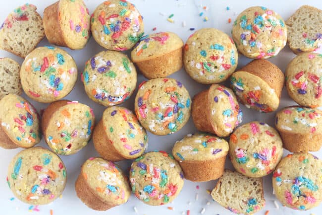 birthday-cake-muffins-on-counter