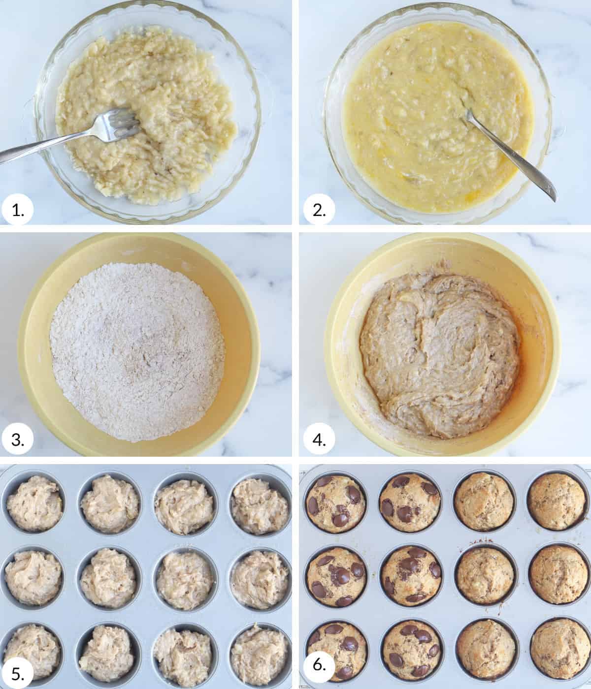 how to make banana bread muffins step by step