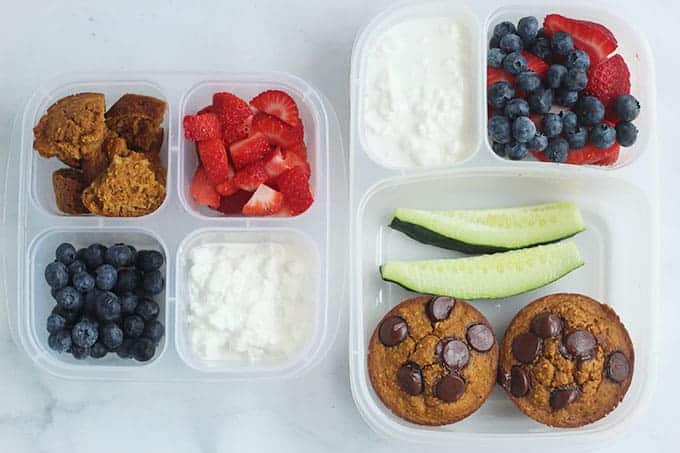 oatmeal muffin lunch with fruit