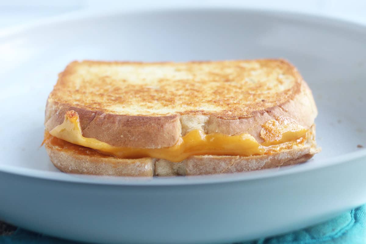 veggie grilled cheese in pan.