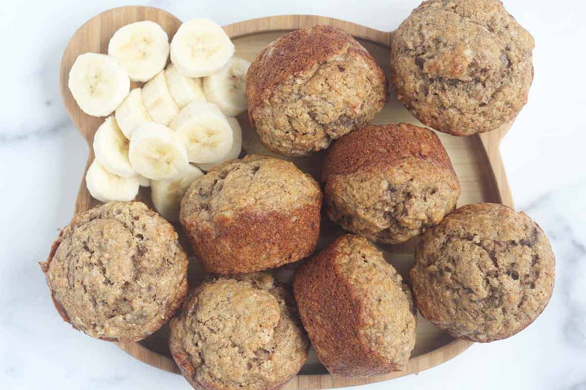 banana bread muffins on bear plate