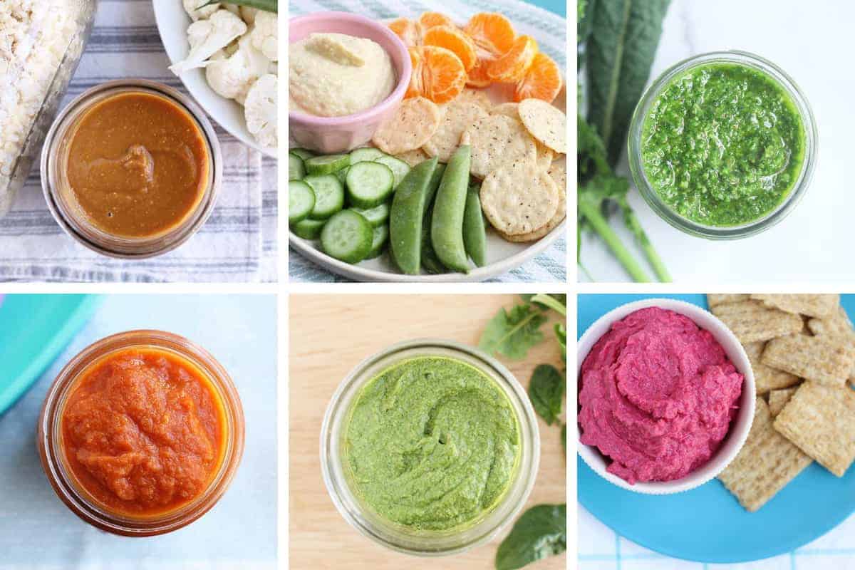 dips and sauces for kids in grid of 6