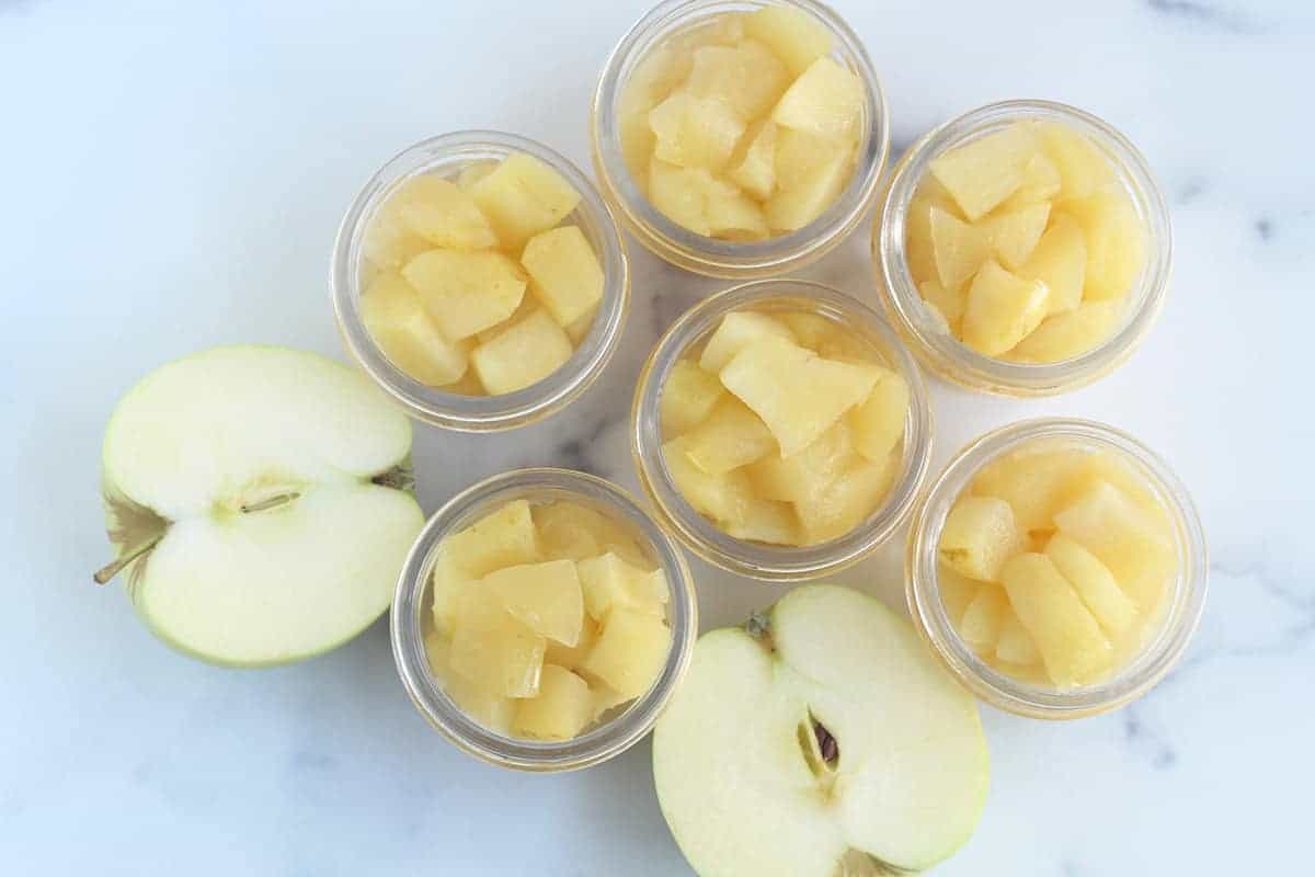 stewed apples in containers