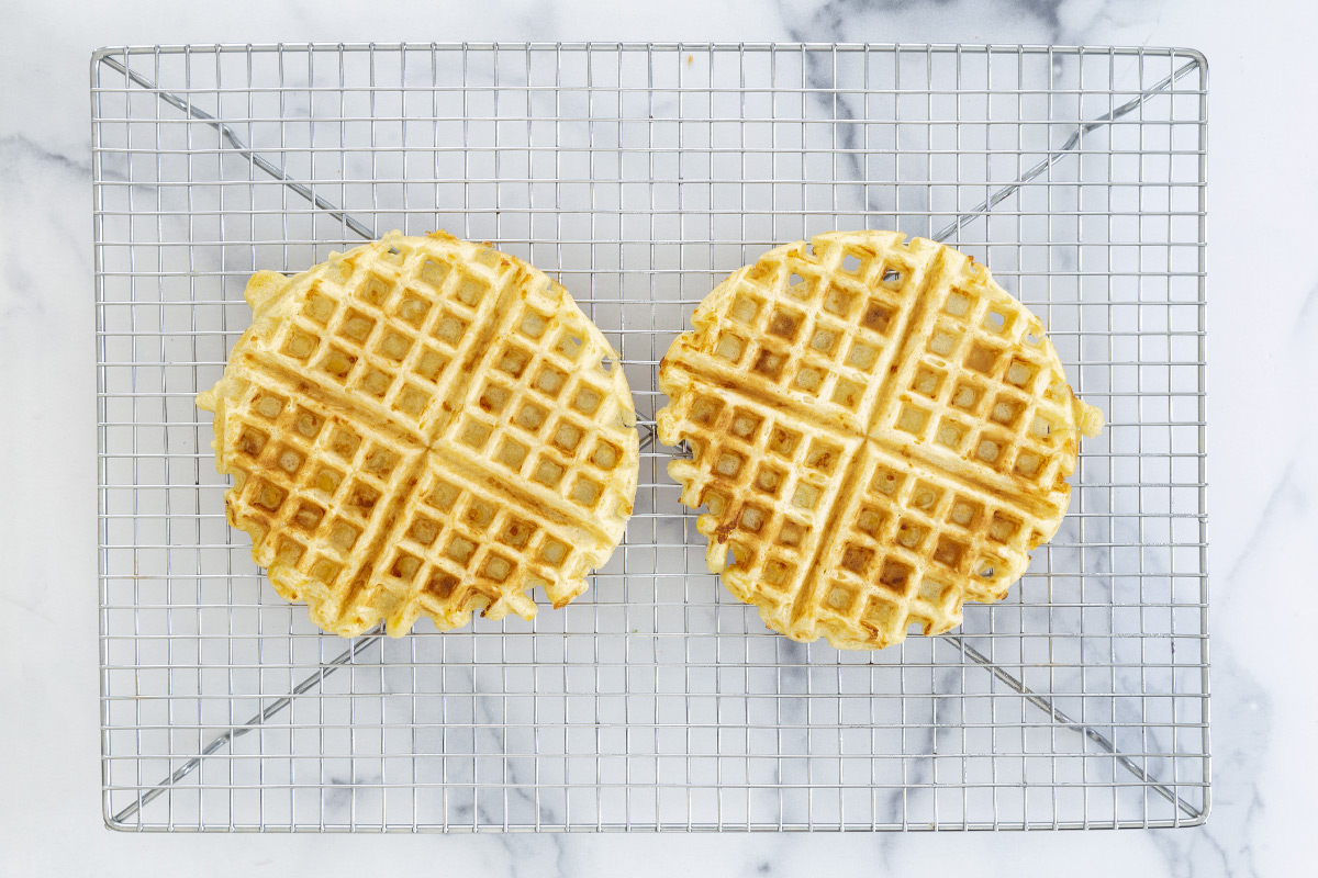 cheese waffles on wire rack