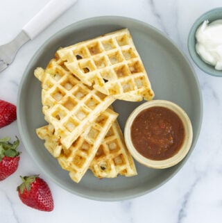 cheese waffles on gray plate