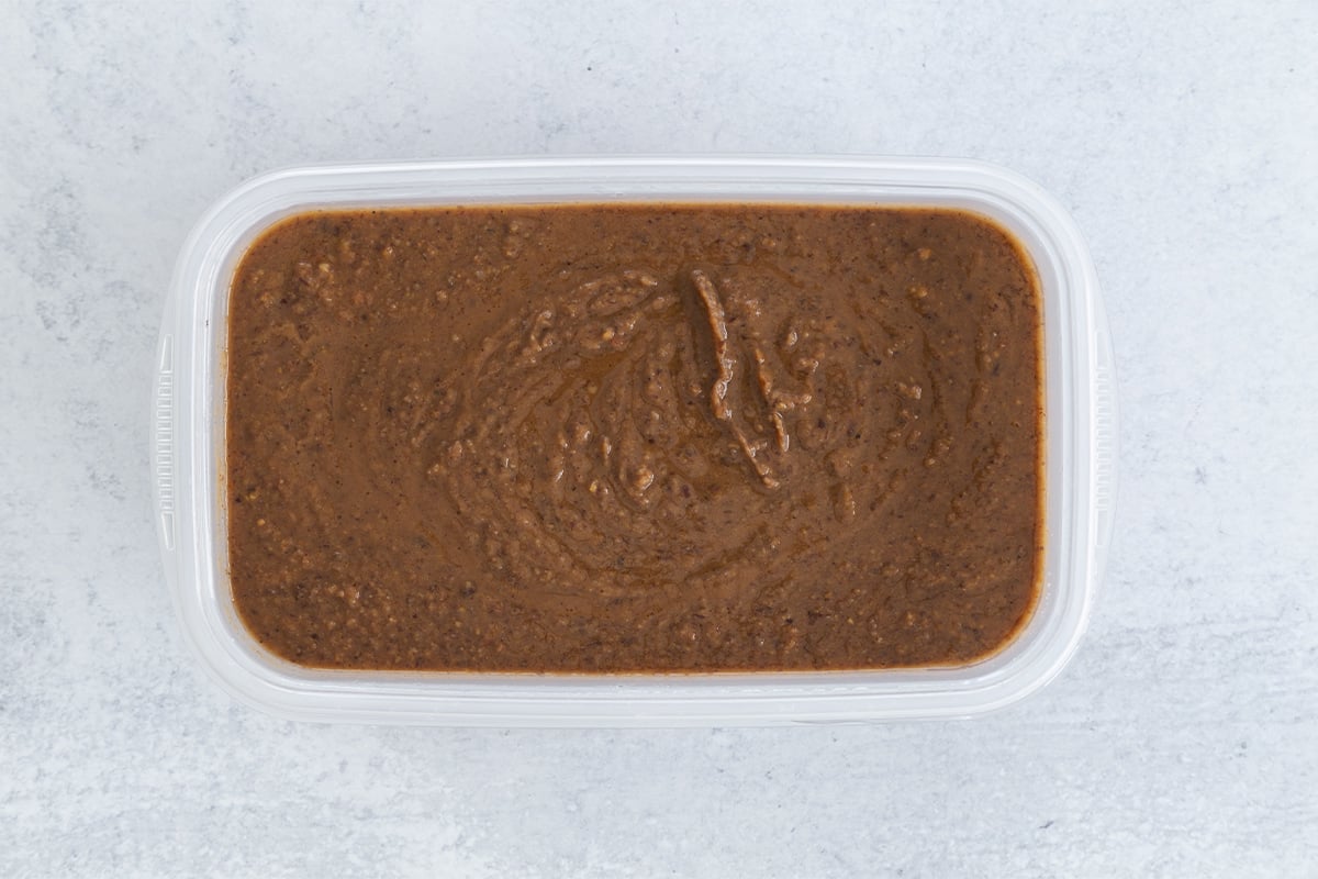 black bean soup in freezer container