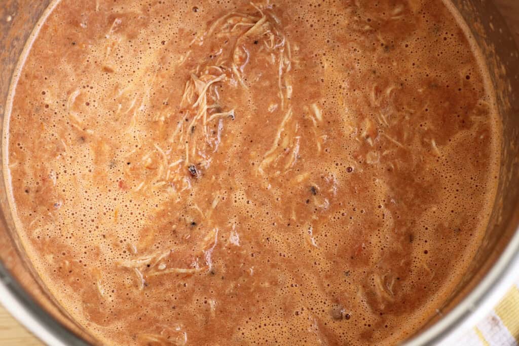 shredded chicken in butter chicken sauce.