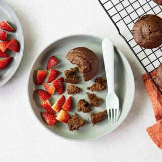 chocolate-peanut-butter-muffin-on-plate