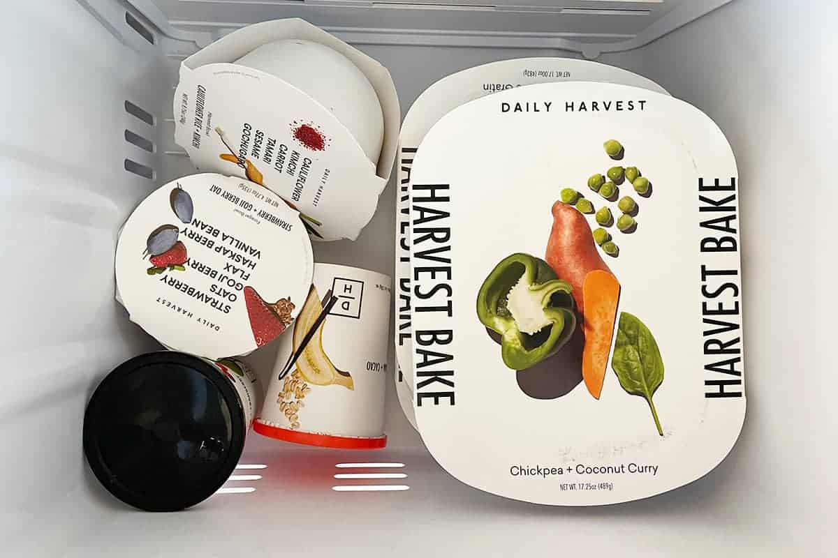 daily harvest containers in freezer
