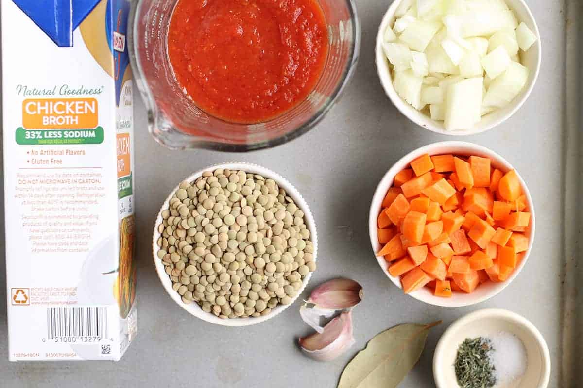 ingredients in lentil soup
