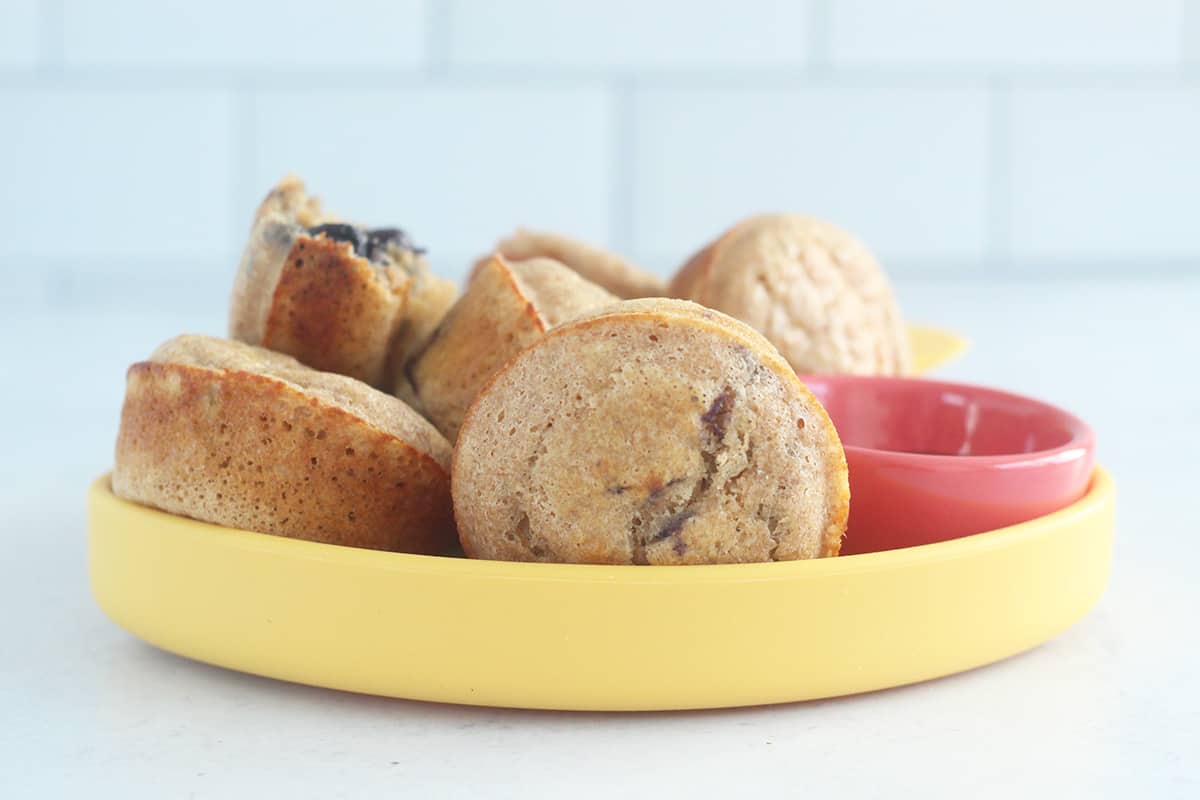 pancake muffins on yellow plate