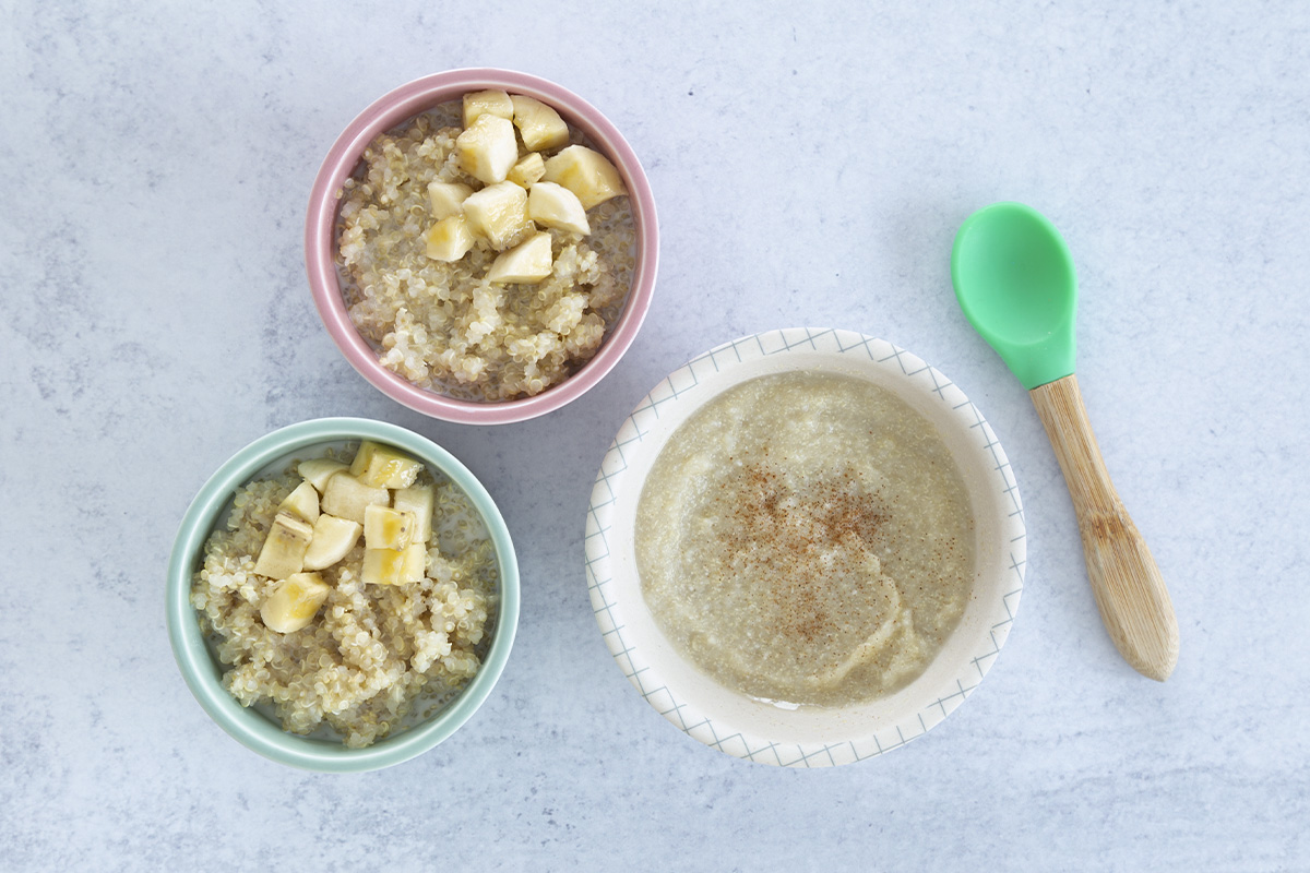 quinoa baby food in bowls