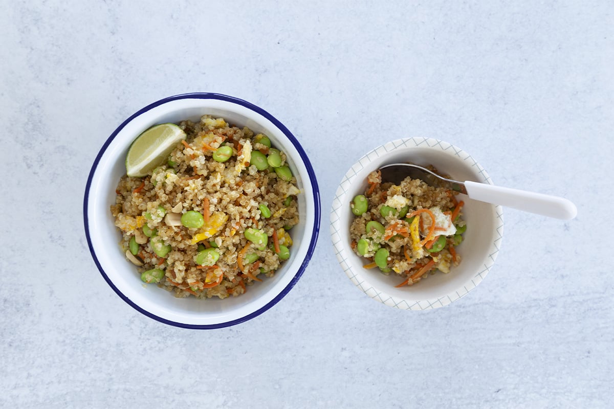 quinoa fried rice in bowls