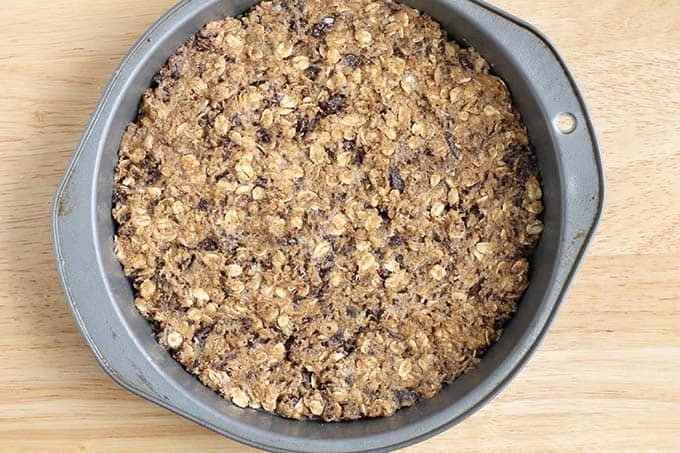 Chocolate Chip Cookie Cake in pan before baking.