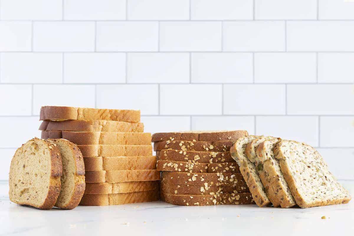 bread stacks on cutting board