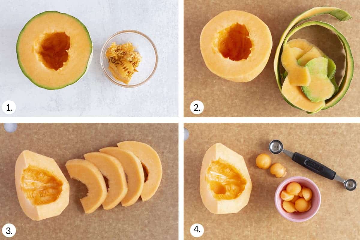 how to cut cantaloupe step by step