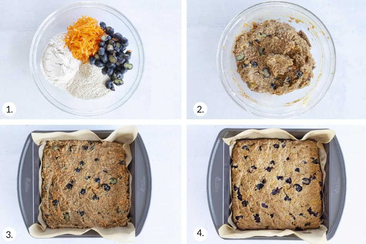 how to make oatmeal bars step by step process in grid of photos.