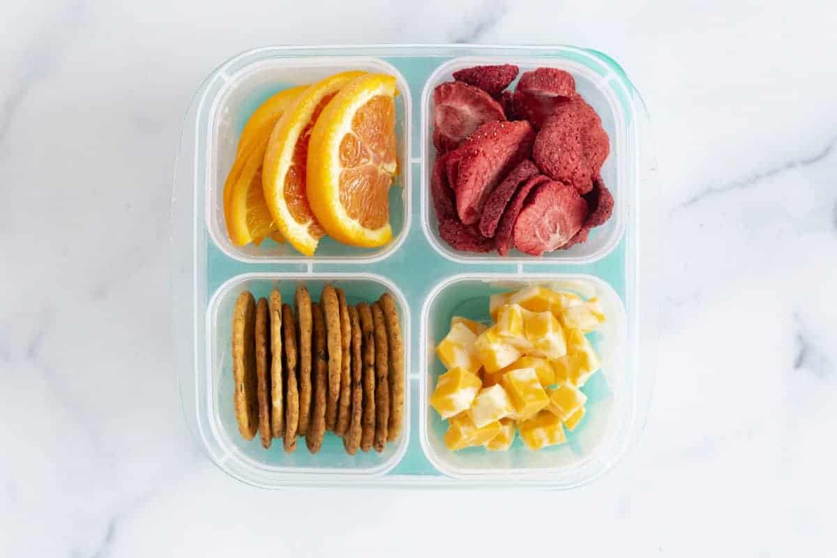 cheese and crackers lunch in lunch box