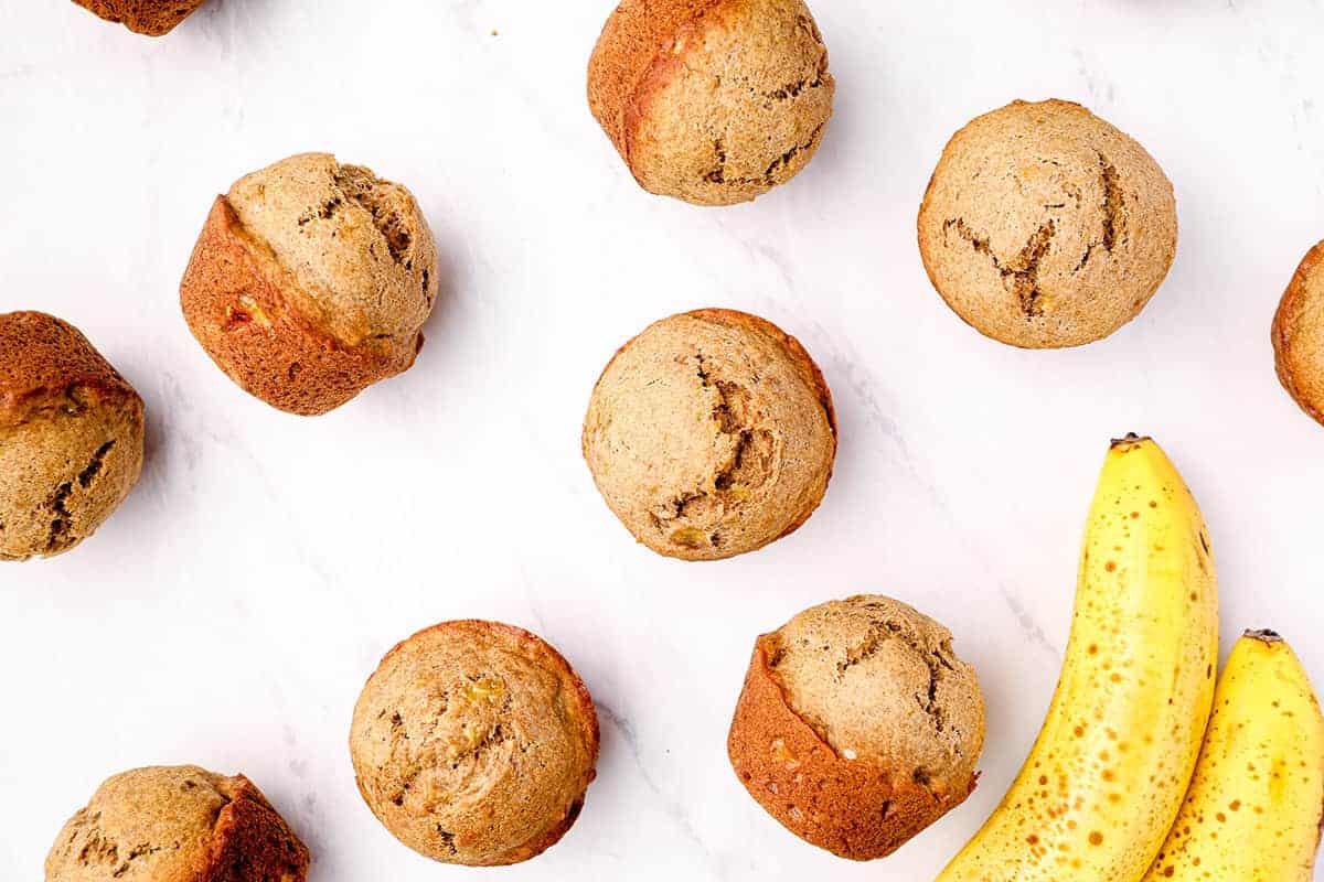 banana bread muffins on counter