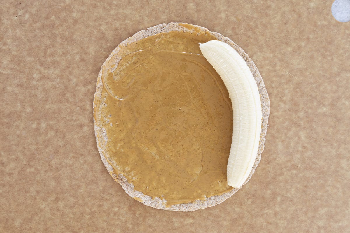 banana on peanut butter tortilla