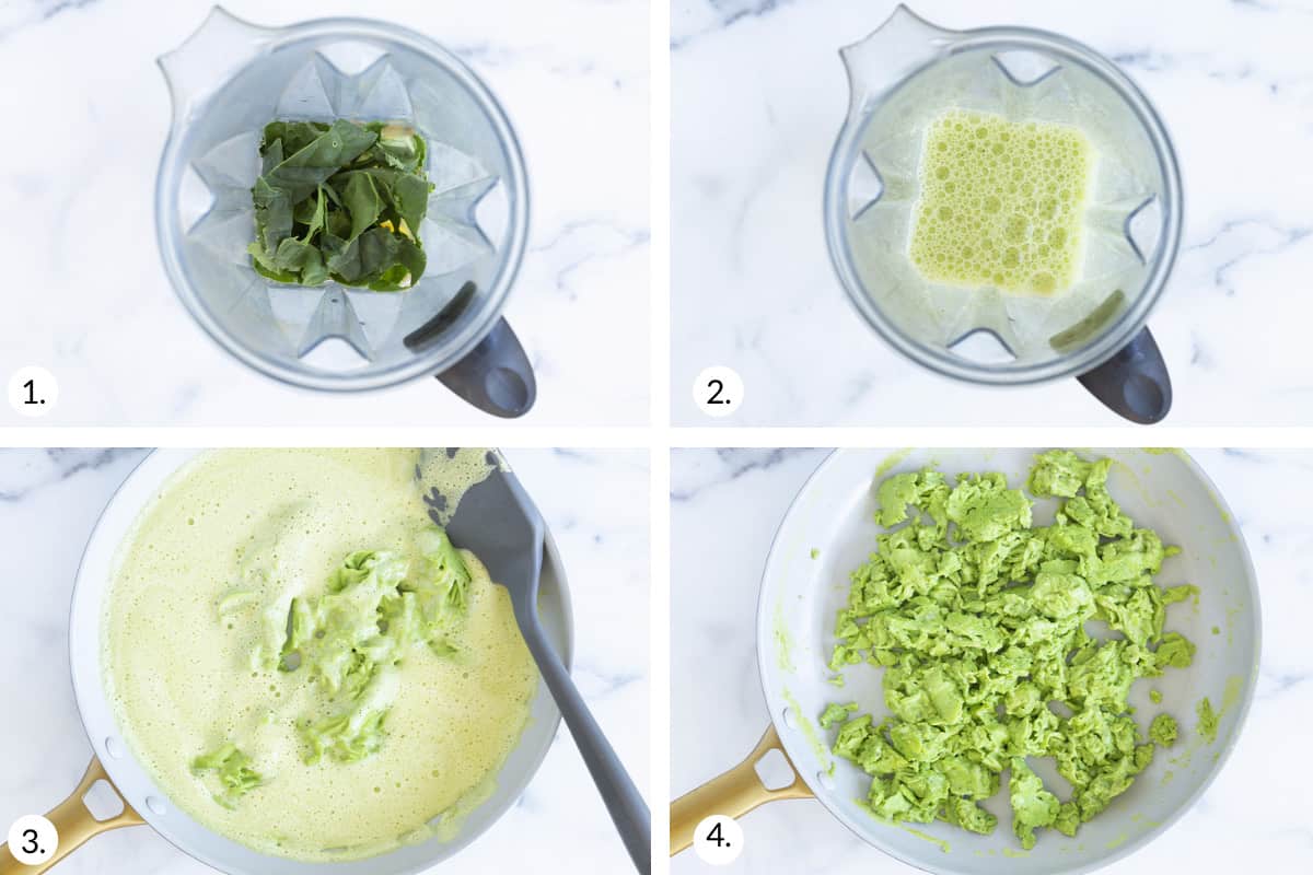 how to make spinach eggs step by step process.