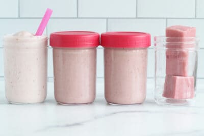 leftover-smoothies-in-jars-on-counter-top