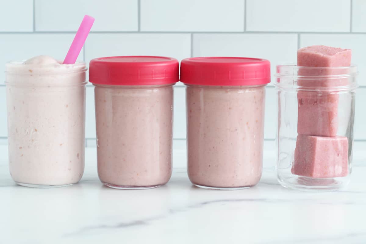 meal prep smoothies in jars on counter
