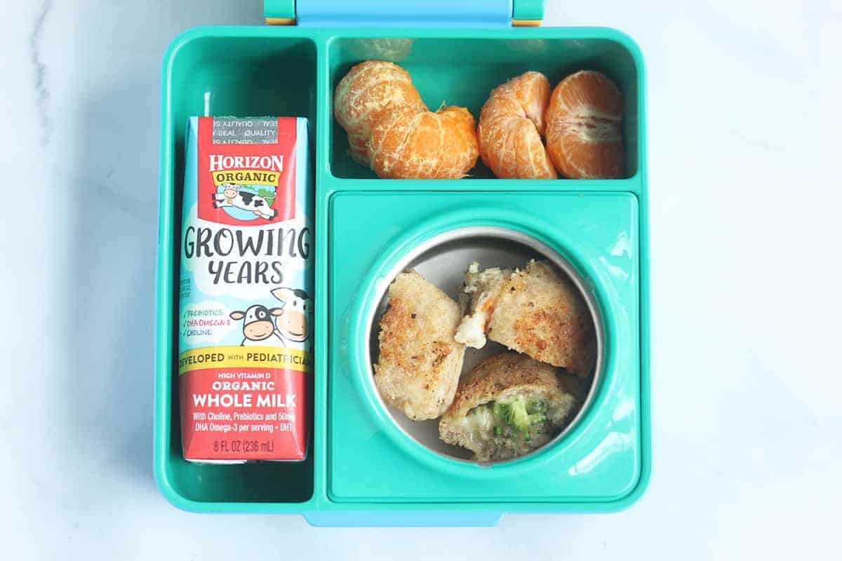Pizza bites in lunch box for a vegetarian lunch idea