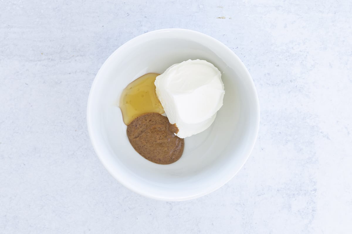 ingredients for yogurt dip in bowl
