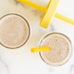 chocolate banana milk in yellow cup
