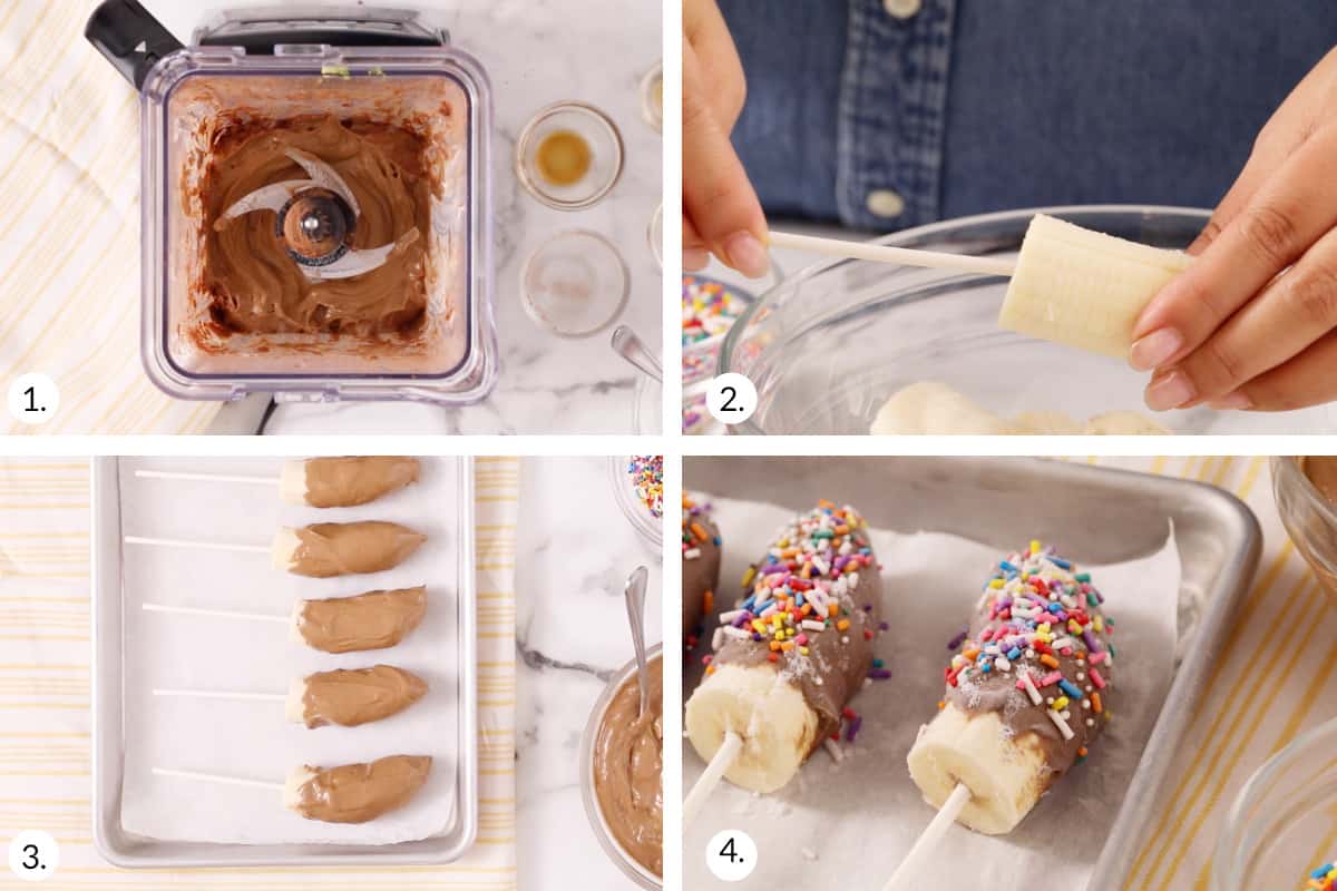 how to make chocolate covered bananas step by step process.
