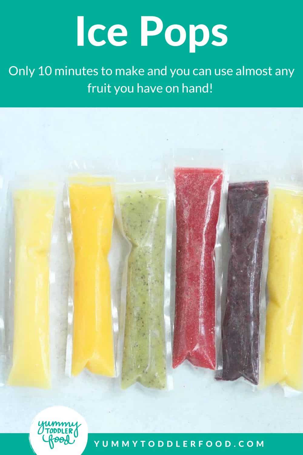 5 ice pops in different colors on parchment paper 