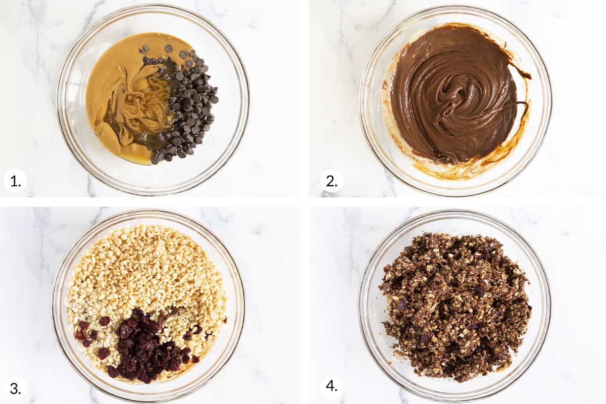 how to make chocolate granola bars in grid of 4