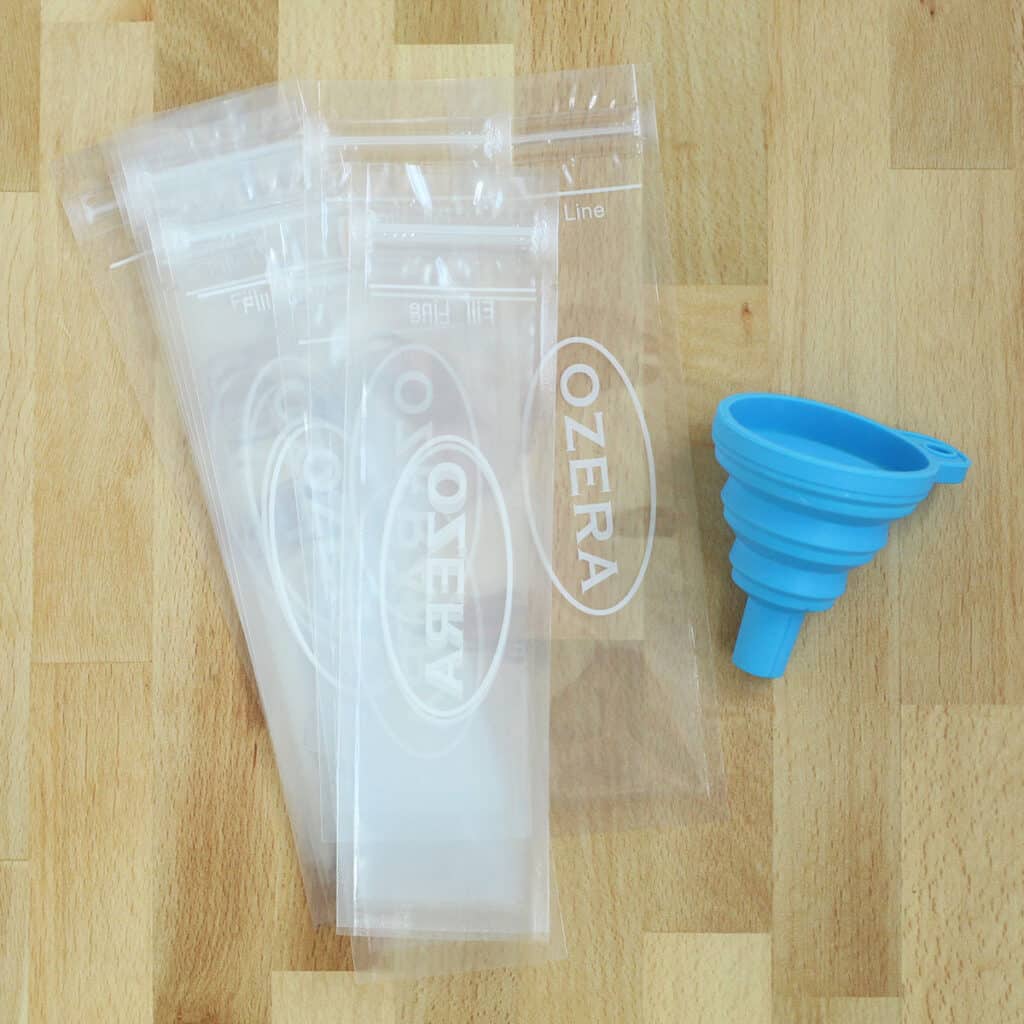 ice pop plastic sleeves with funnel.