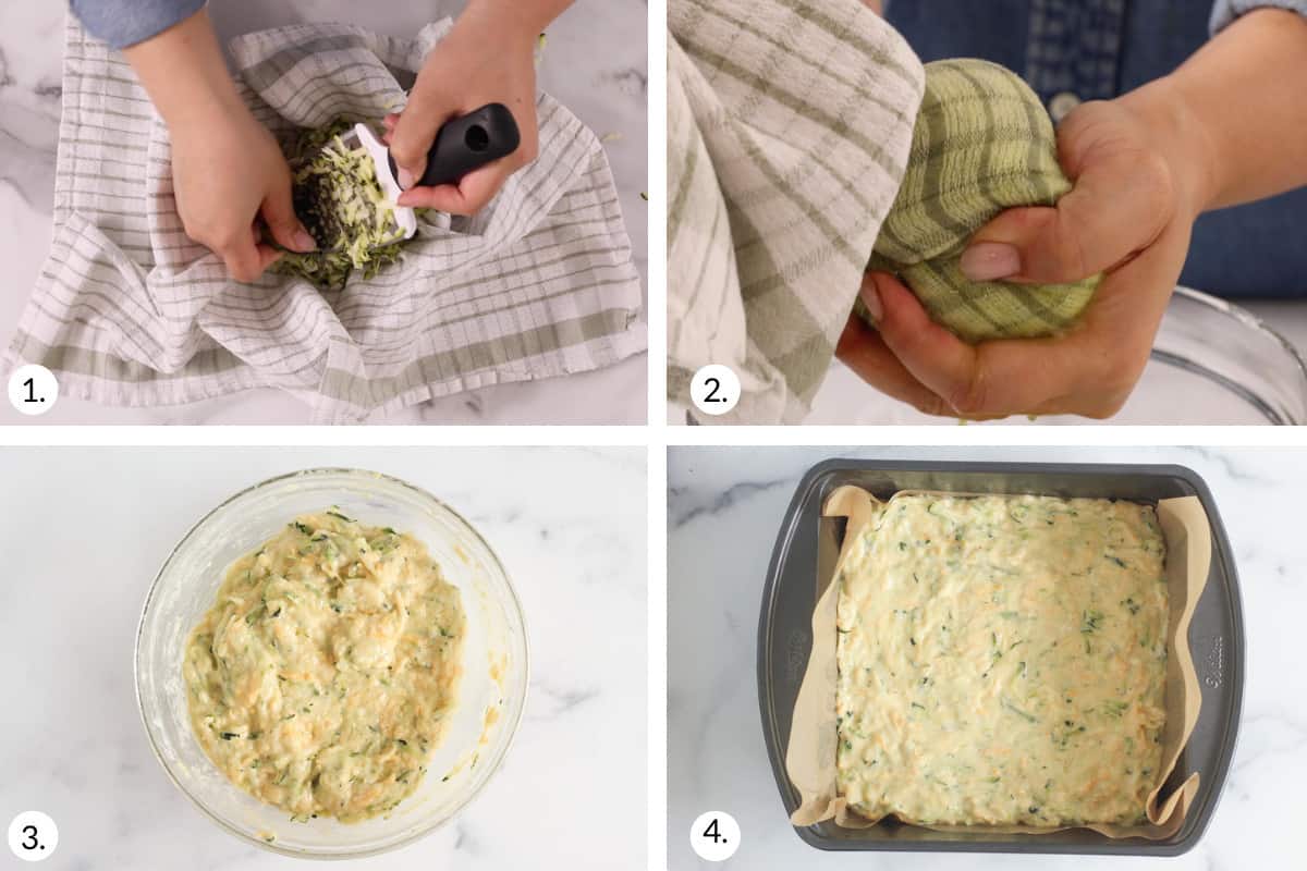 step by step instructions on how to make a zucchini slice