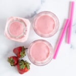 strawberry-smoothie-in-cups-on-counter