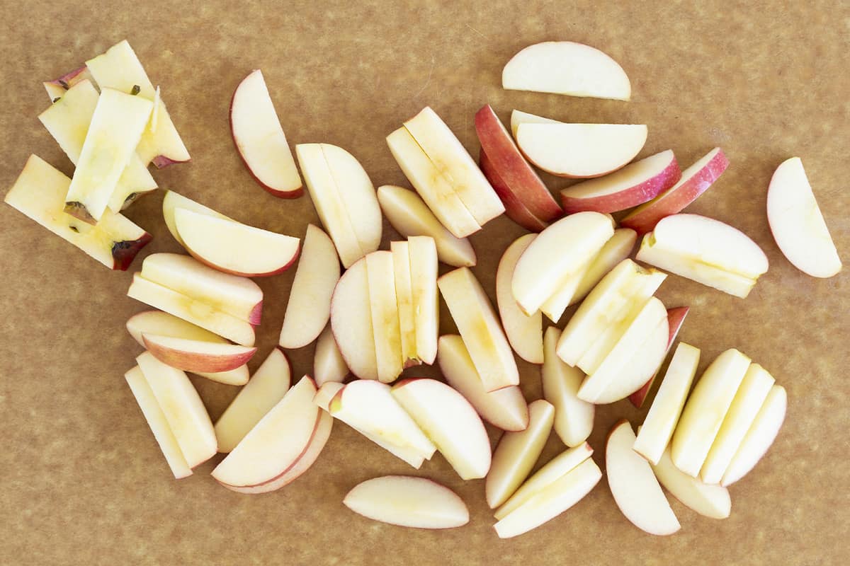 sliced apples on cutting board