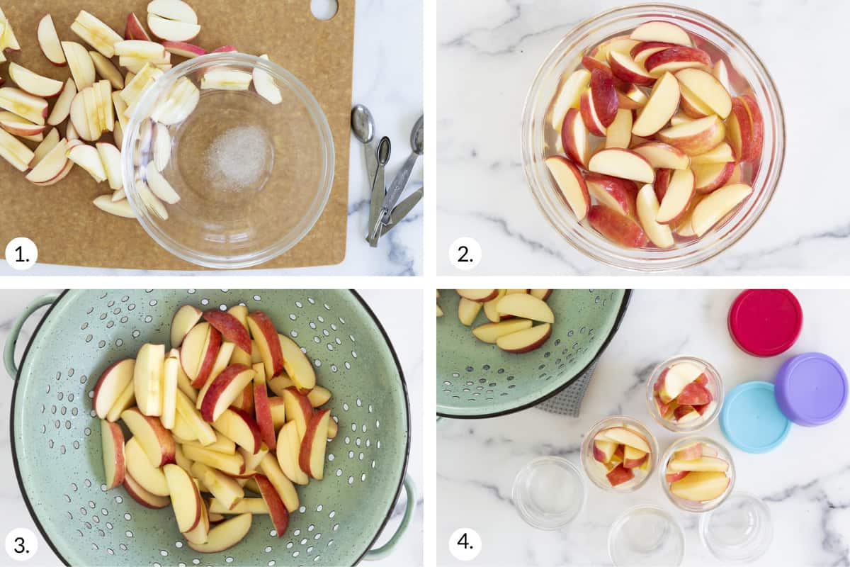 process for storing apples in grid of four