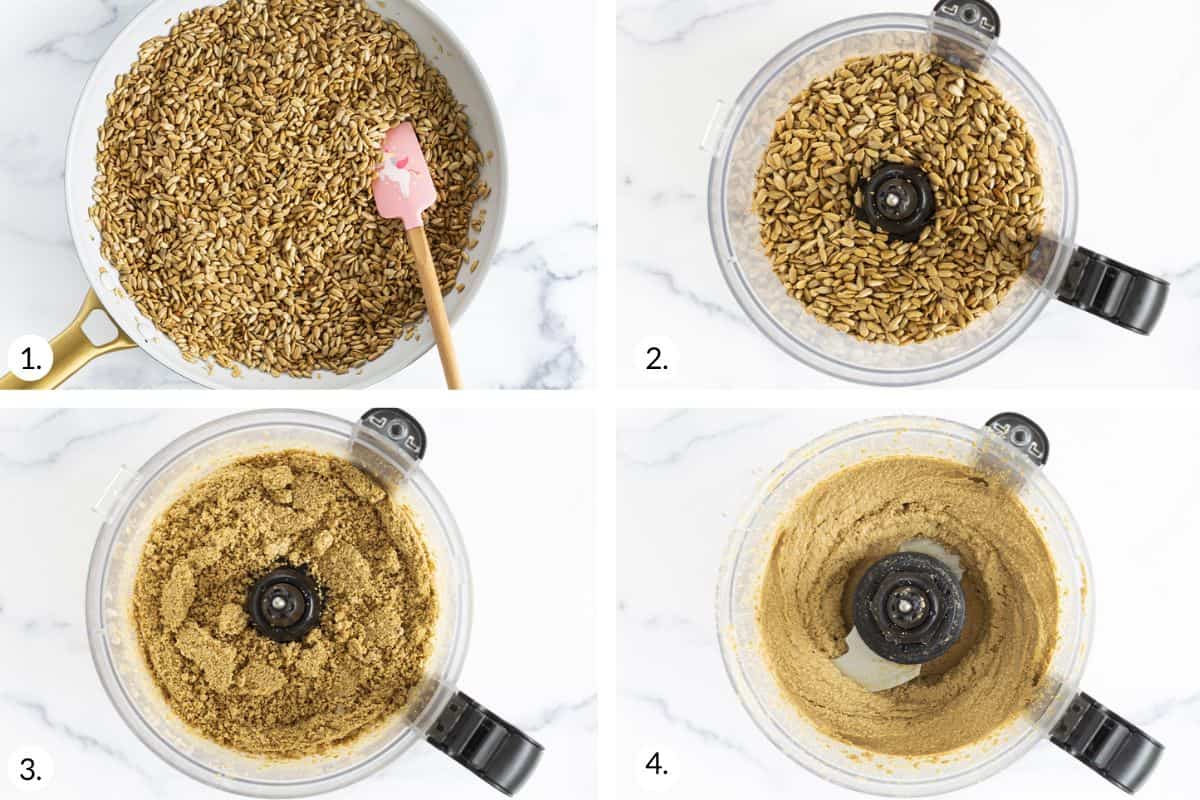 sunflower seed butter in grid of 4 images